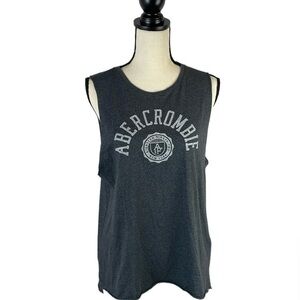 NWOT Women Abercrombie Cut Off Tank Top SZ M Gray/White